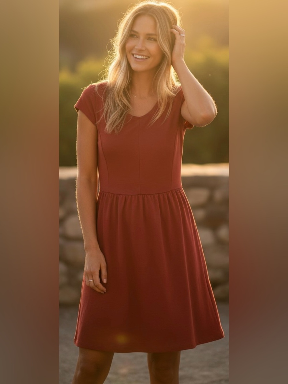 Madewell Red Cap-Sleeve Midi Dress size small EUC
